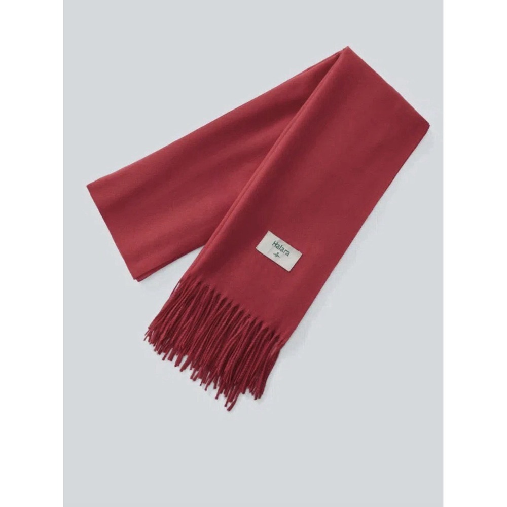 Halara Red Knit Fringe Scarf Wrap Shawl Solid Red Women Accessory